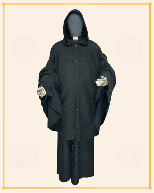 Tabarro preto com capuz - Imagem 3