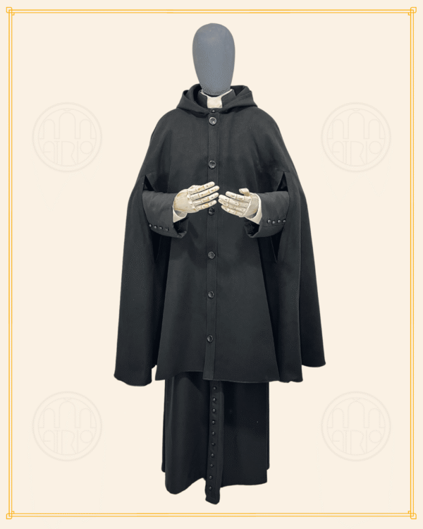 Tabarro preto com capuz - Imagem 6