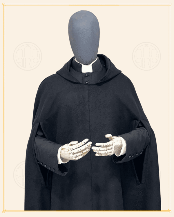 Tabarro talar preto com capuz sem abertura - Imagem 3