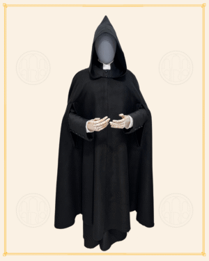 Tabarro talar preto com capuz sem abertura